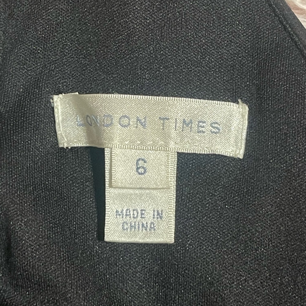 London Times Black Sheer Formal Dress size 6 - Picture 7 of 9